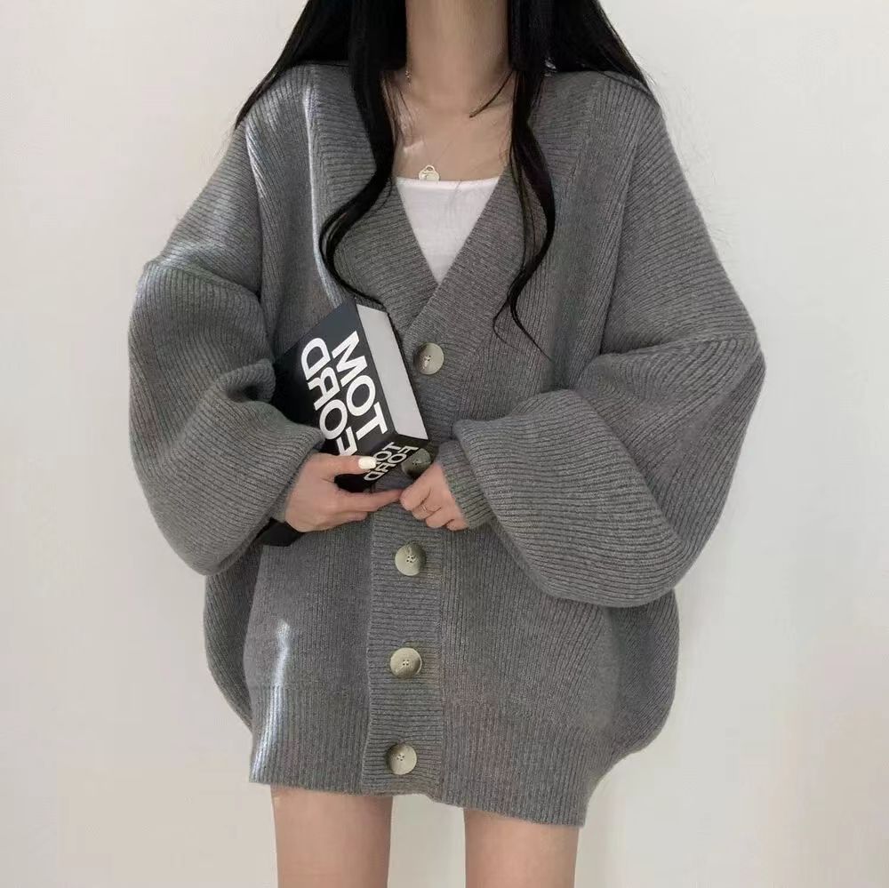 Knitted Cardigan Jacket V-Neck Sweater for Women