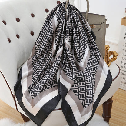 Retro Cashew Pattern Silk Scarf, Large Square Scarf for Women, Stylish and Fashionable for Spring, Autumn, and Winter, Thin Summer Shawl