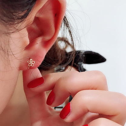 Gold Ear Cuffs Five-Petal Flower Six-Pointed Star Bowknot