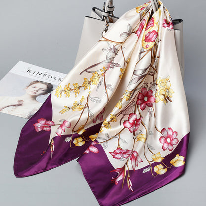 Retro Cashew Pattern Silk Scarf, Large Square Scarf for Women, Stylish and Fashionable for Spring, Autumn, and Winter, Thin Summer Shawl