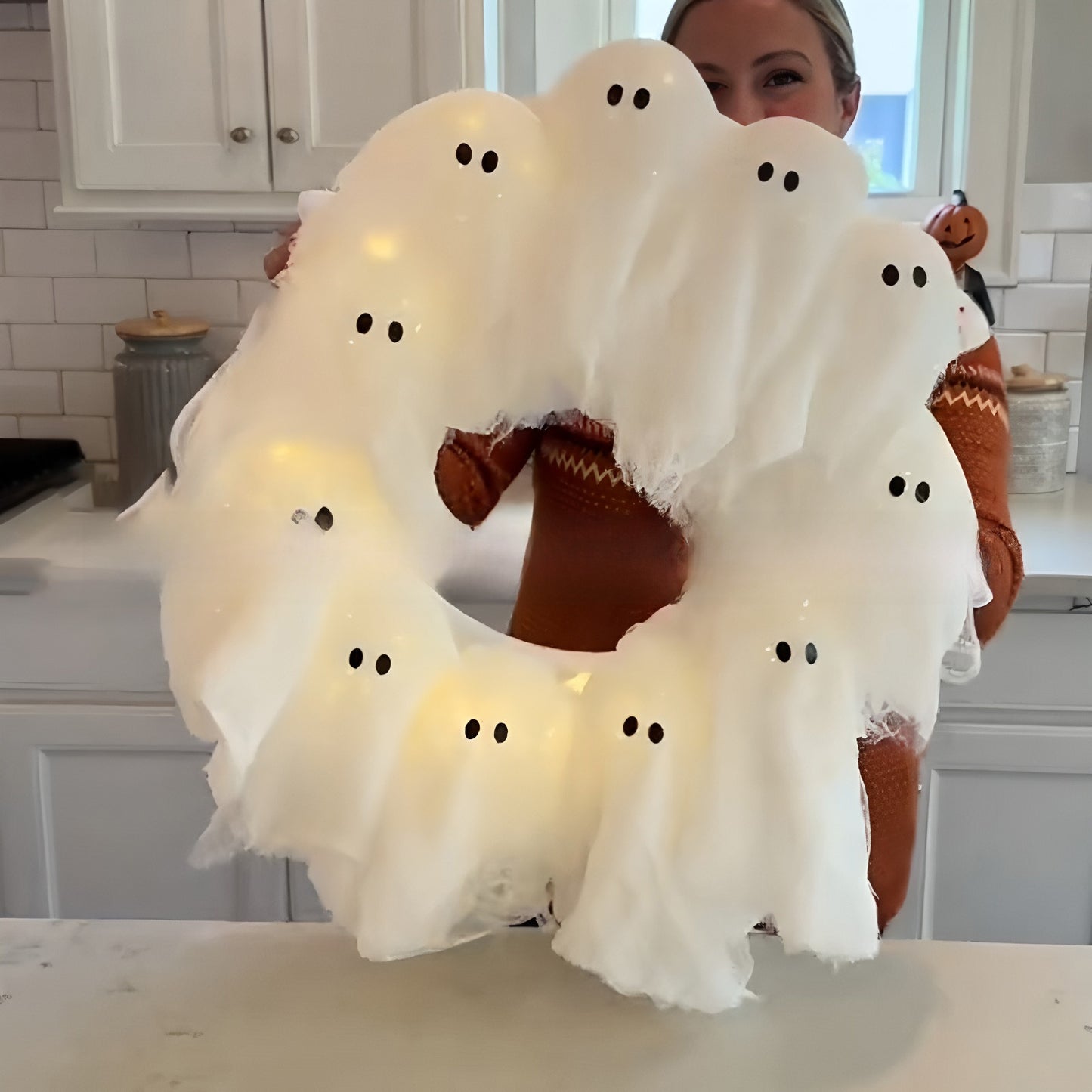 Halloween Light-Up Ghost Garland Front Door Decoration Pendant