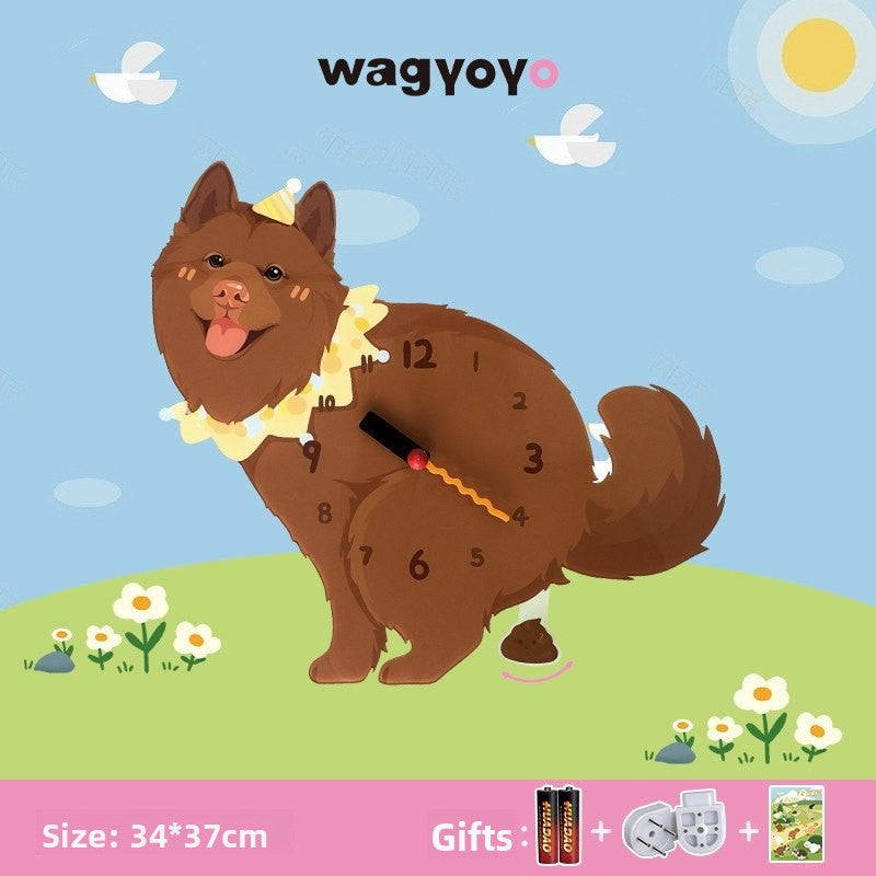 Pet Themed Silent Wall Clock with Moving Decoration