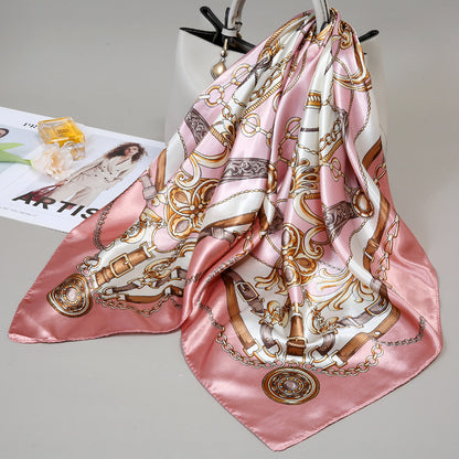 Retro Cashew Pattern Silk Scarf, Large Square Scarf for Women, Stylish and Fashionable for Spring, Autumn, and Winter, Thin Summer Shawl