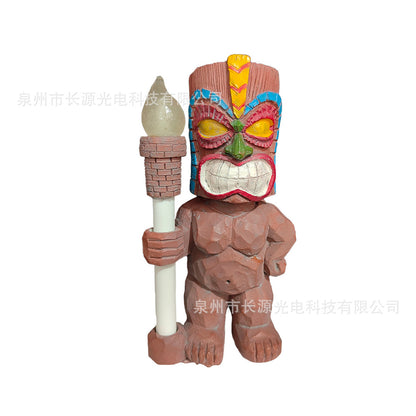 2025 Independent Station Maya Angry Garden Decoration Outdoor Smiley Totem Solar Resin Decoration