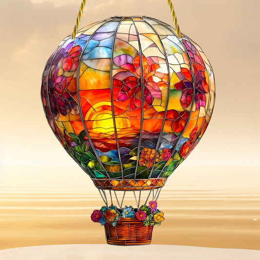 Red Light Solar Hot Air Balloon Wall Decoration
