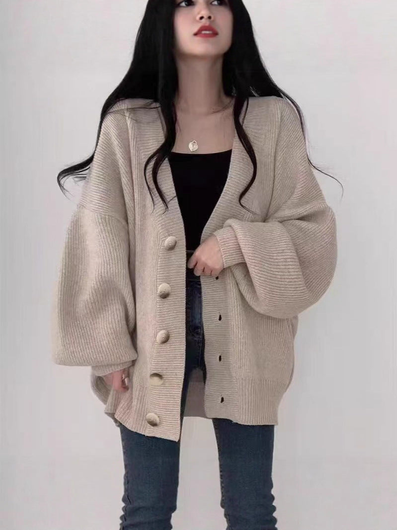 Knitted Cardigan Jacket V-Neck Sweater for Women