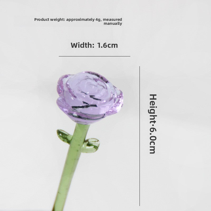Glazed Glass Rose Bouquet Desktop Decoration