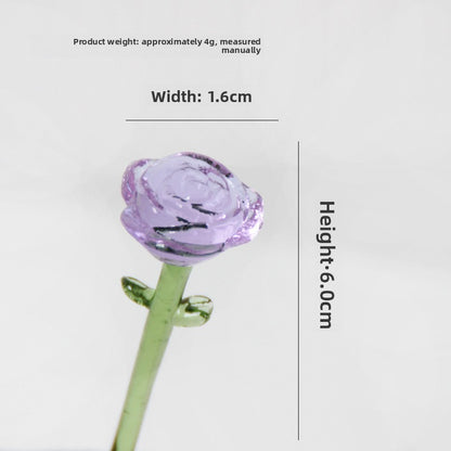 Glazed Glass Rose Bouquet Desktop Decoration