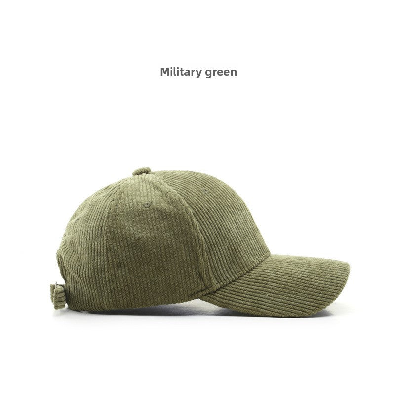 Autumn and Winter Women's Corduroy Emis Style Baseball Cap Japanese Trendy Men's Large Head Circumference Face-Slimming Duckbill Cap