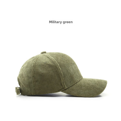 Autumn and Winter Women's Corduroy Emis Style Baseball Cap Japanese Trendy Men's Large Head Circumference Face-Slimming Duckbill Cap