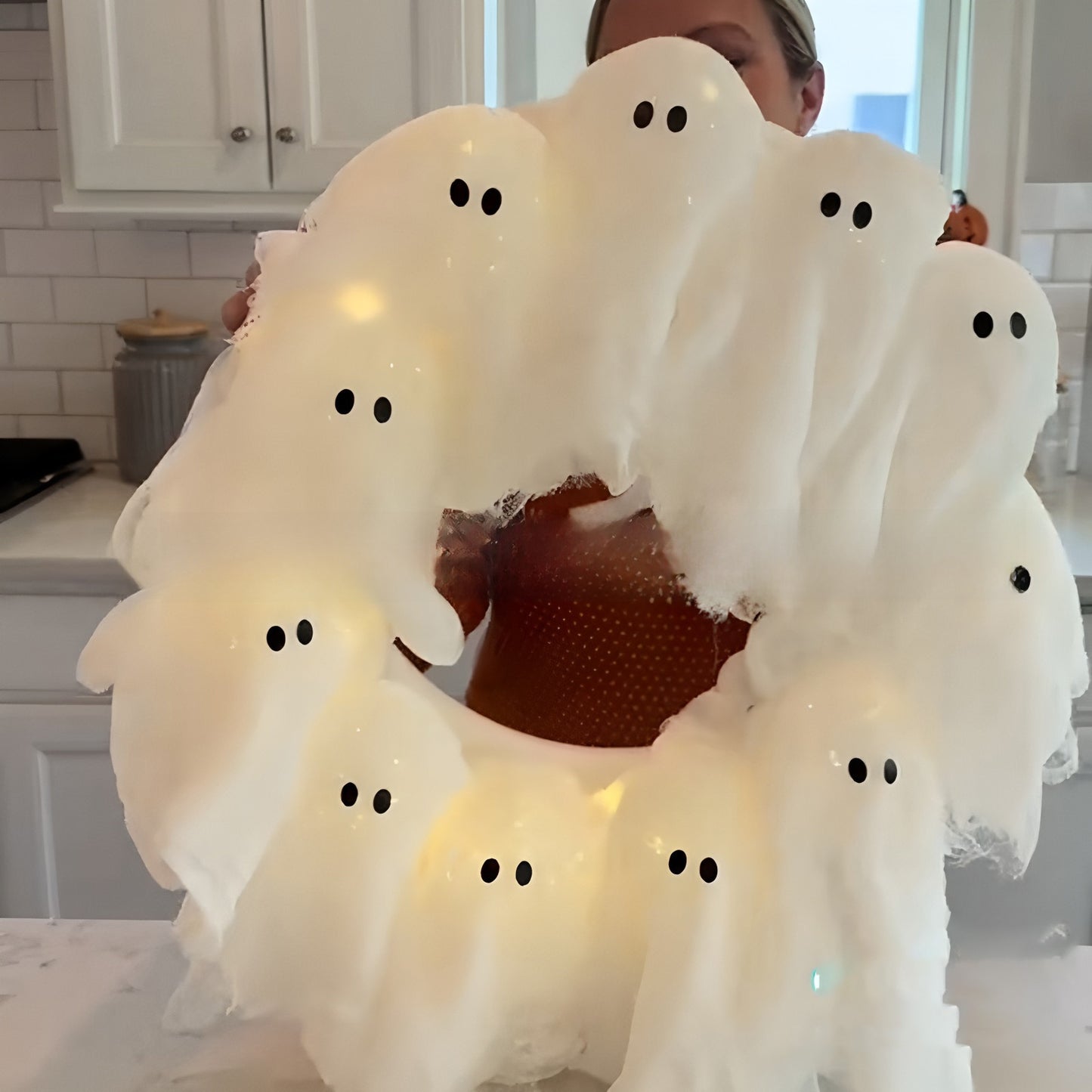 Halloween Light-Up Ghost Garland Front Door Decoration Pendant