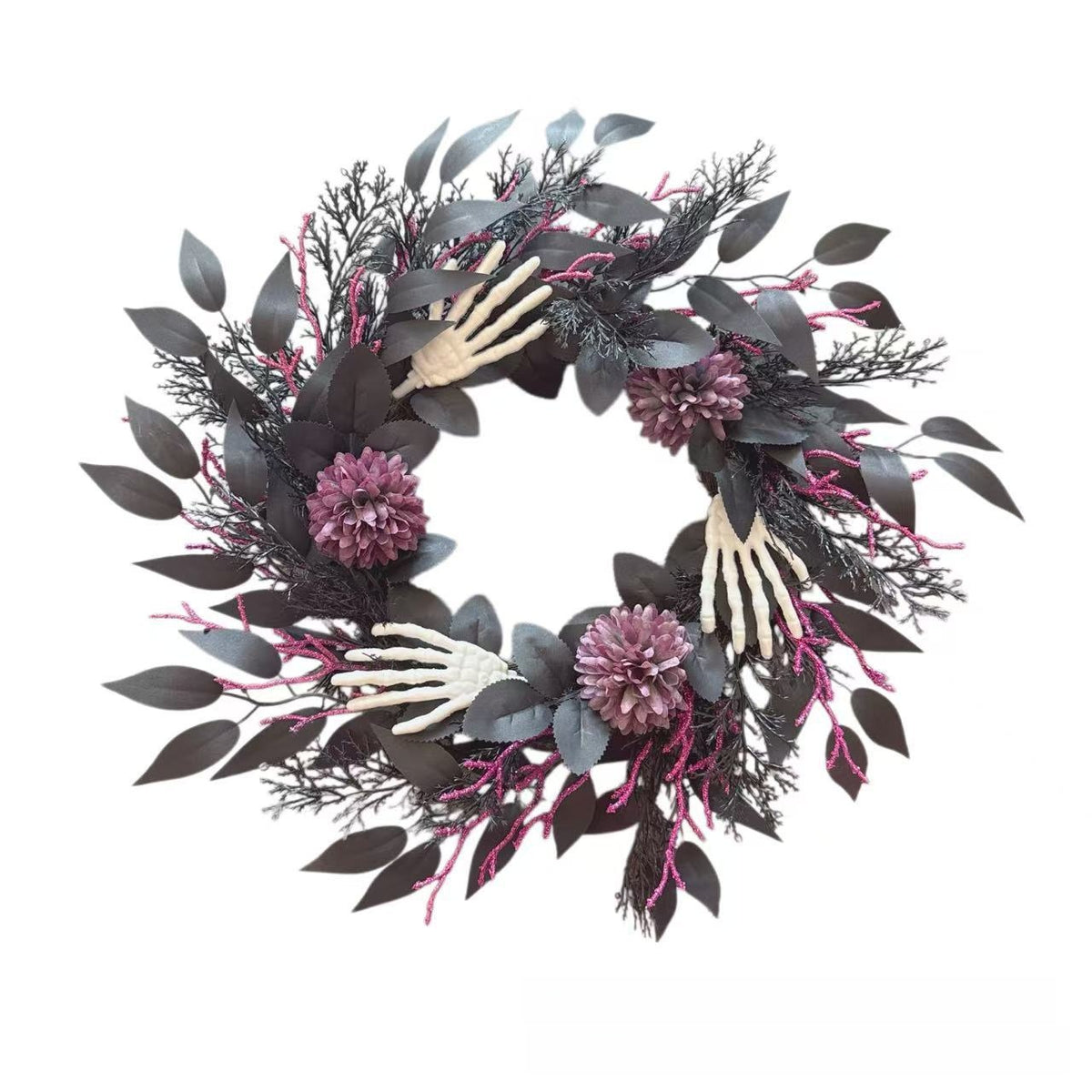 Halloween wreath decoration with skeleton spider motif