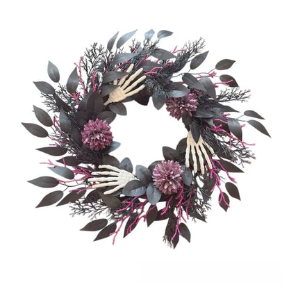 Halloween wreath decoration with skeleton spider motif
