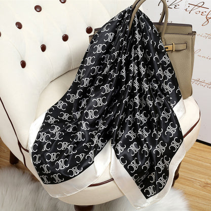 Retro Cashew Pattern Silk Scarf, Large Square Scarf for Women, Stylish and Fashionable for Spring, Autumn, and Winter, Thin Summer Shawl