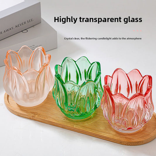 Frosted Glass Tulip Candle Holder