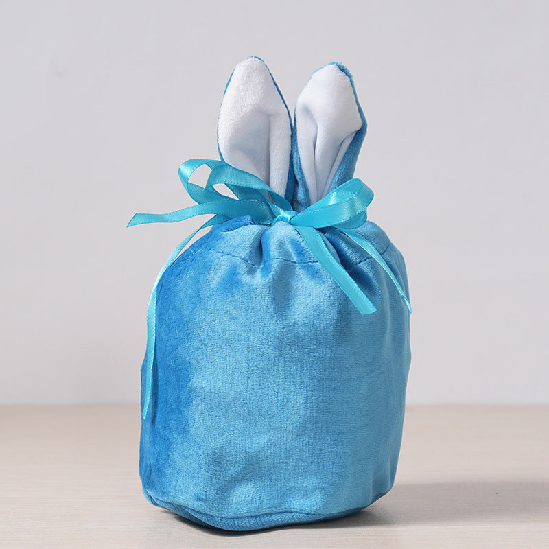 Cross Border Easter Rabbit Ears Velvet Bag Gift Box Candy Box Party Gift Candy Box Creative Ins Bundle Pocket
