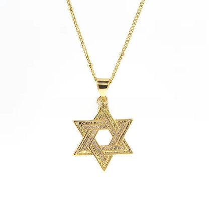 Brass Star of David Necklace with Zircon