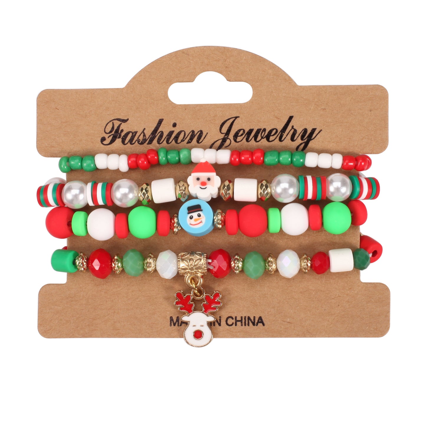 Christmas Beaded Bracelet with Holiday Charms