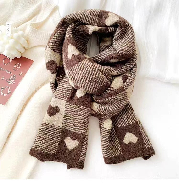 Knitted Winter Scarf with Christmas Patterns
