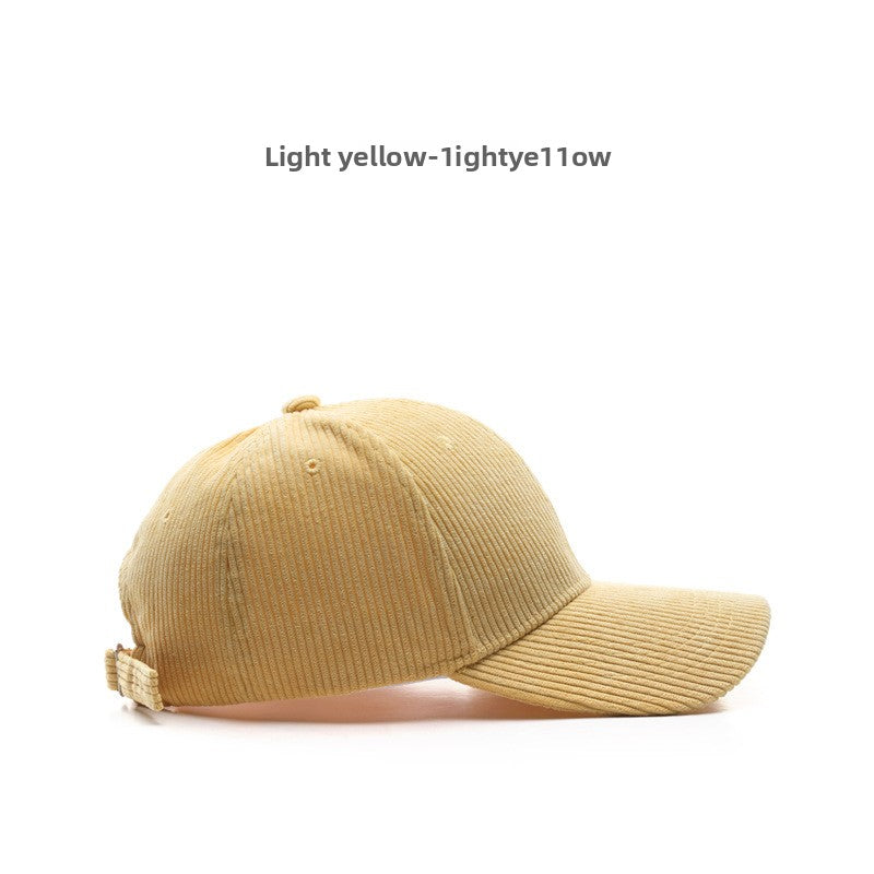 Autumn and Winter Women's Corduroy Emis Style Baseball Cap Japanese Trendy Men's Large Head Circumference Face-Slimming Duckbill Cap