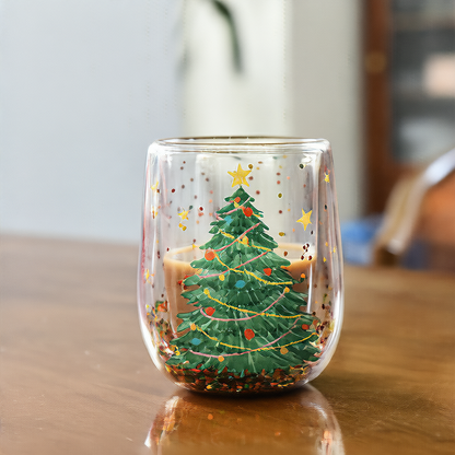 Double-layer Christmas tree cup with heat resistance and non-hot handle