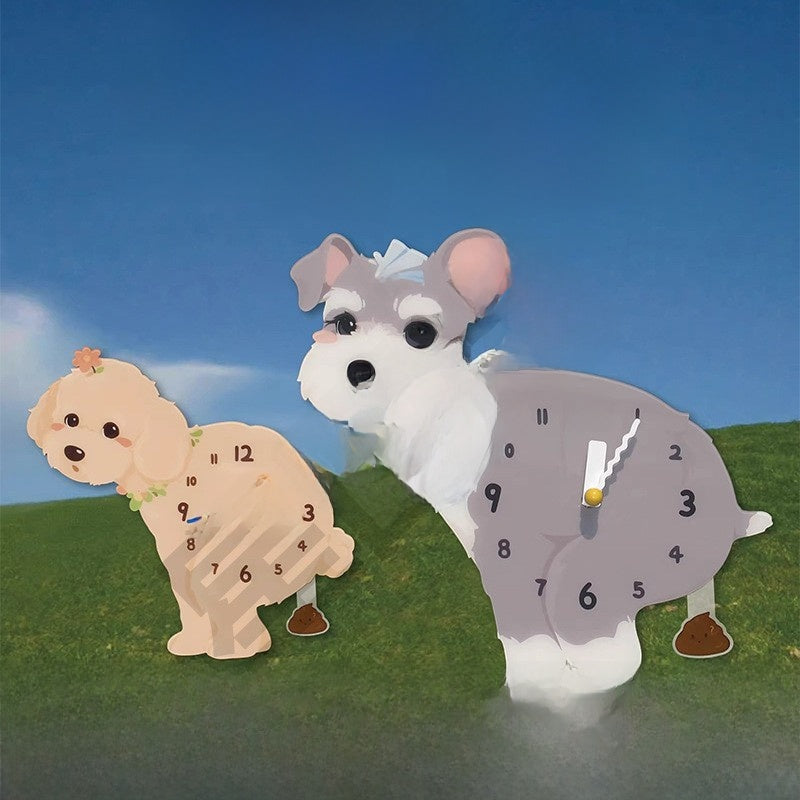Pet Themed Silent Wall Clock with Moving Decoration