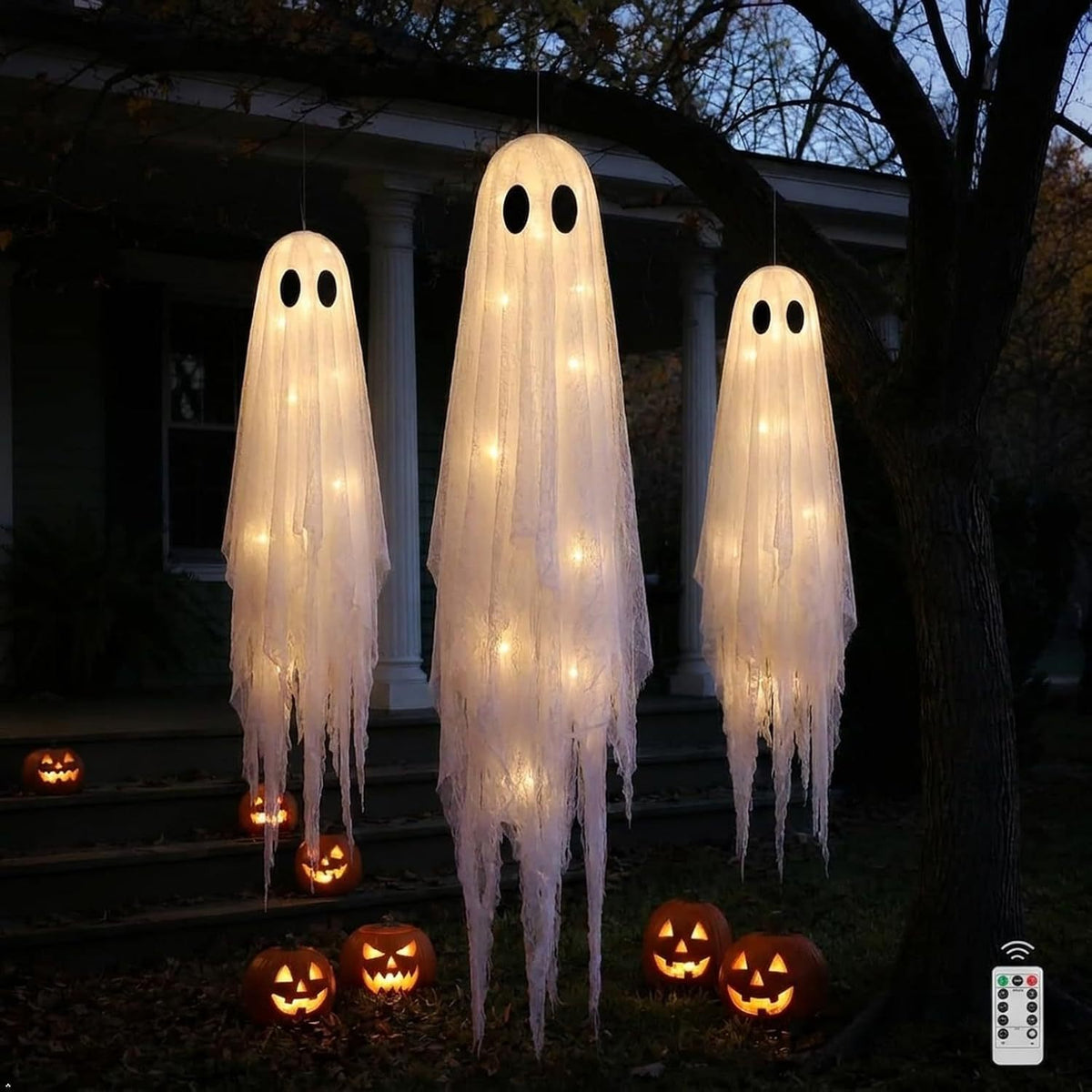 Lighted Hanging Ghosts Halloween Decoration