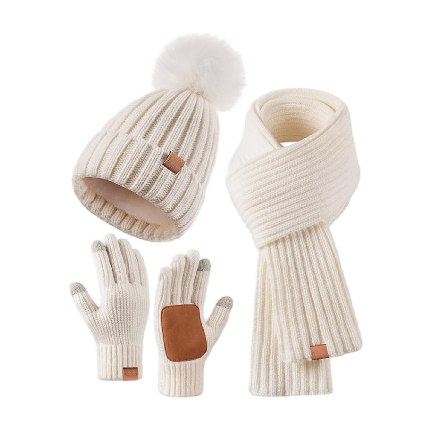 Winter Knitted Hat Scarf Gloves