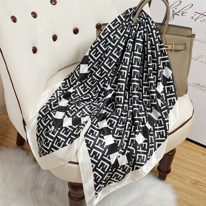 Retro Cashew Pattern Silk Scarf, Large Square Scarf for Women, Stylish and Fashionable for Spring, Autumn, and Winter, Thin Summer Shawl