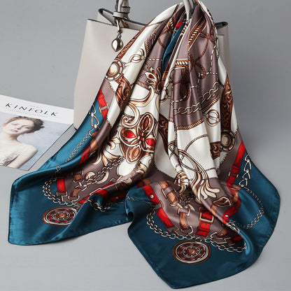 Retro Cashew Pattern Silk Scarf, Large Square Scarf for Women, Stylish and Fashionable for Spring, Autumn, and Winter, Thin Summer Shawl