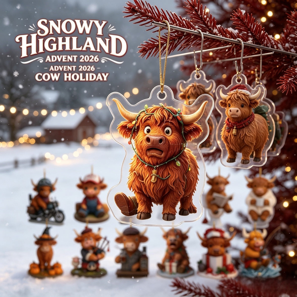 Highland Cow Christmas Acrylic Ornament Blind Box