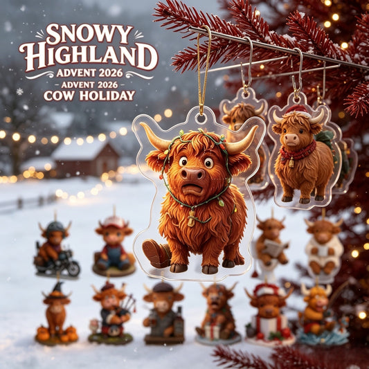 Highland Cow Christmas Acrylic Ornament Blind Box