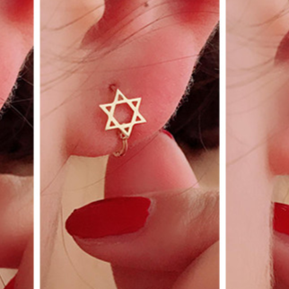 Gold Ear Cuffs Five-Petal Flower Six-Pointed Star Bowknot