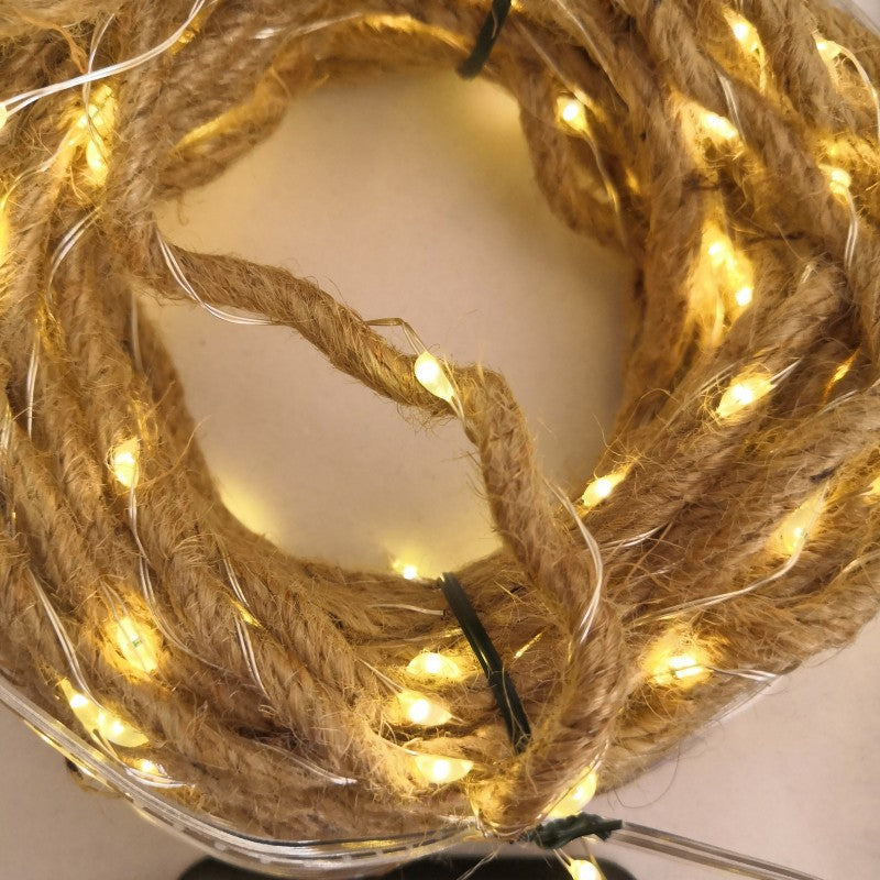 Solar Powered LED Hemp Rope Fairy Lights