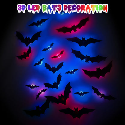 Halloween 3D LED Bat Night Light Wall Decoration