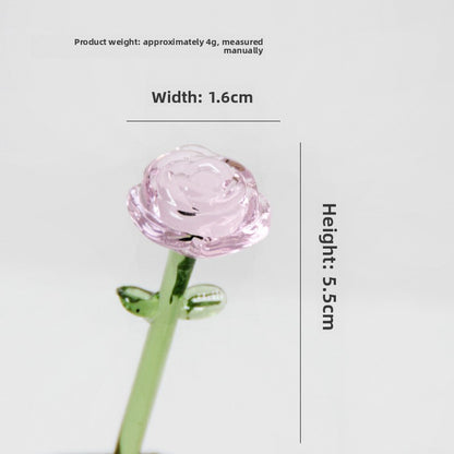 Glazed Glass Rose Bouquet Desktop Decoration