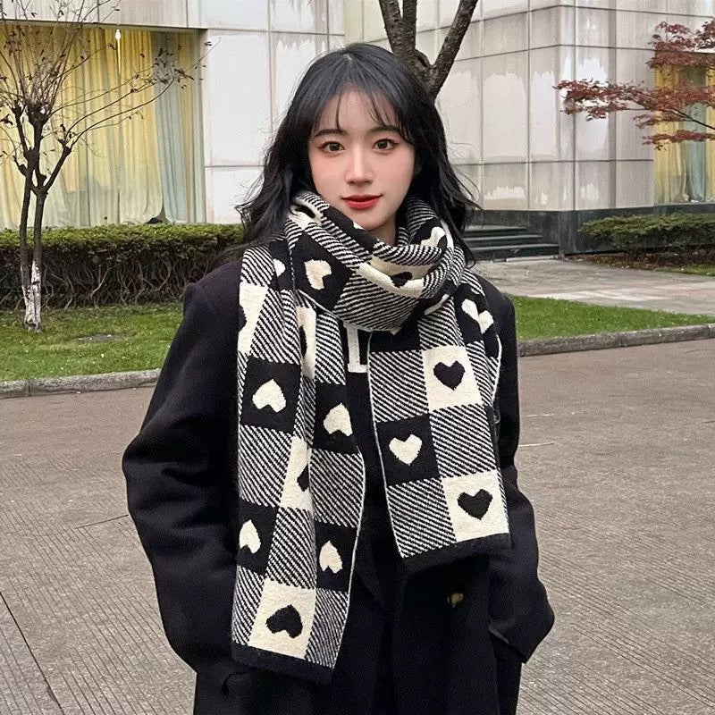 Knitted Winter Scarf with Christmas Patterns