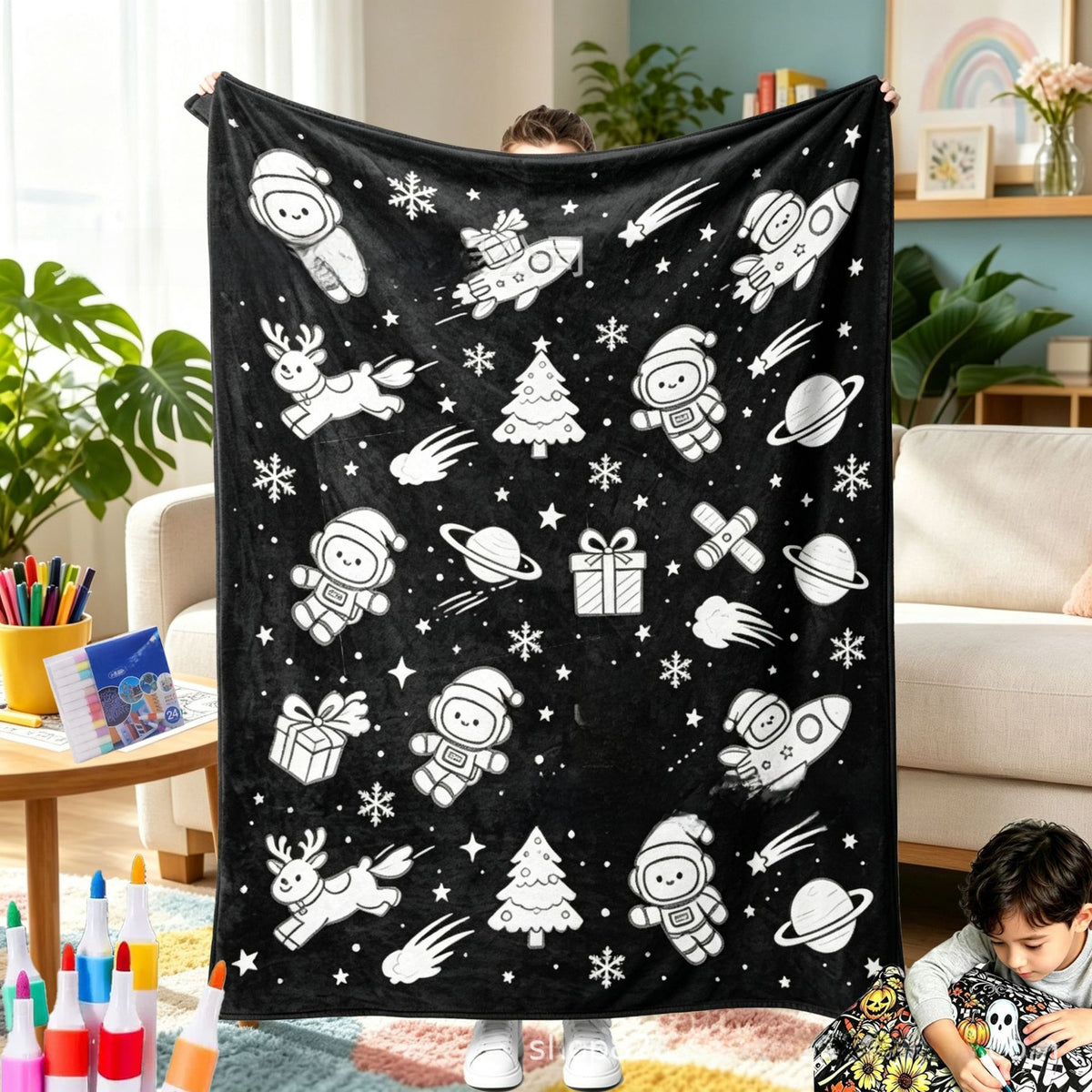 Christmas DIY Coloring Flannel Blanket