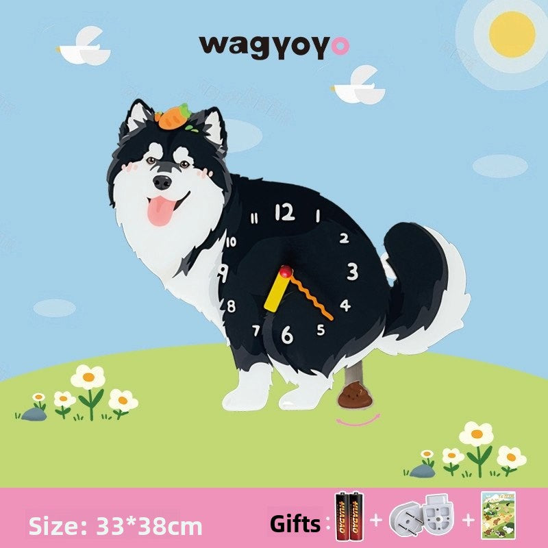 Pet Themed Silent Wall Clock with Moving Decoration