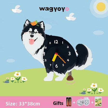 Pet Themed Silent Wall Clock with Moving Decoration