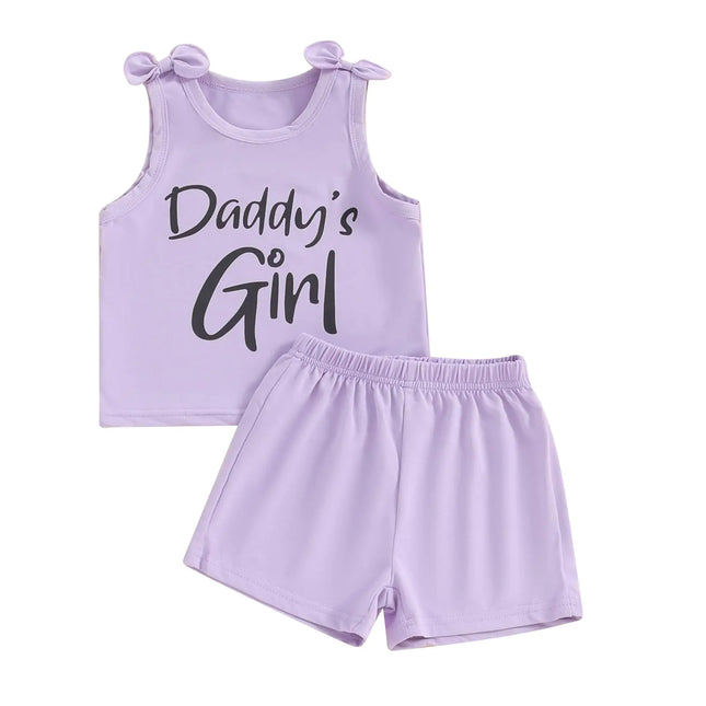 Thorn Tree Toddler Girls Shorts Set Summer Times Sleeveless T-Shirt Shorts Little Girls Clothes