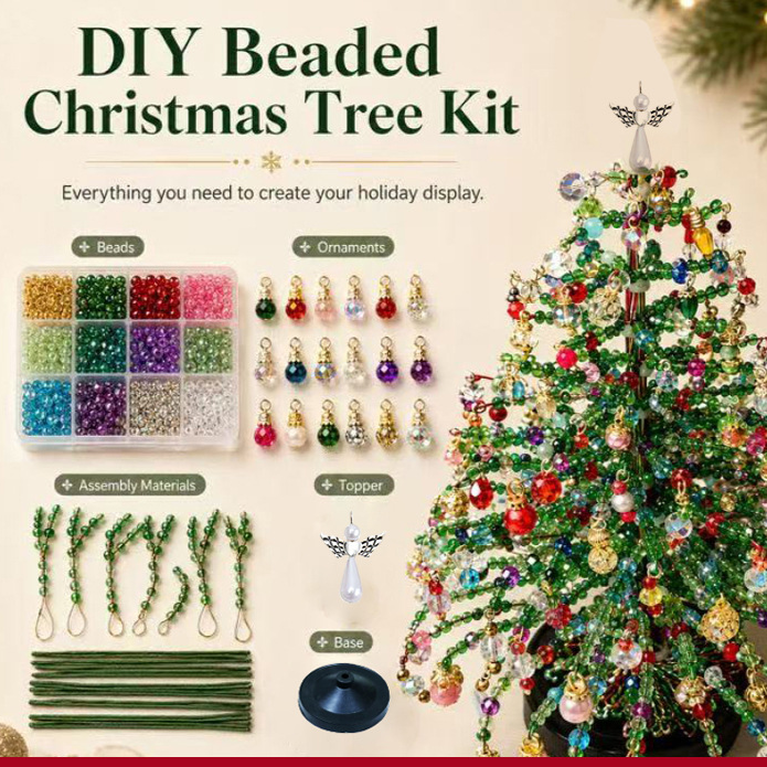 DIY Beaded Christmas Tree Kit with Lights