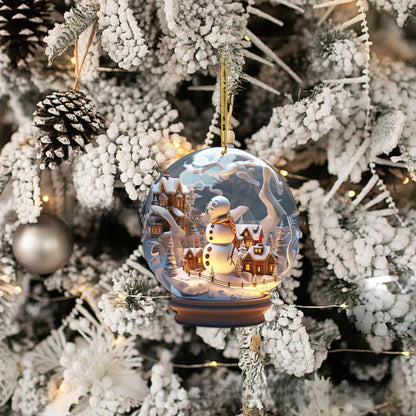 Christmas Snowman 2D Glass Ornament