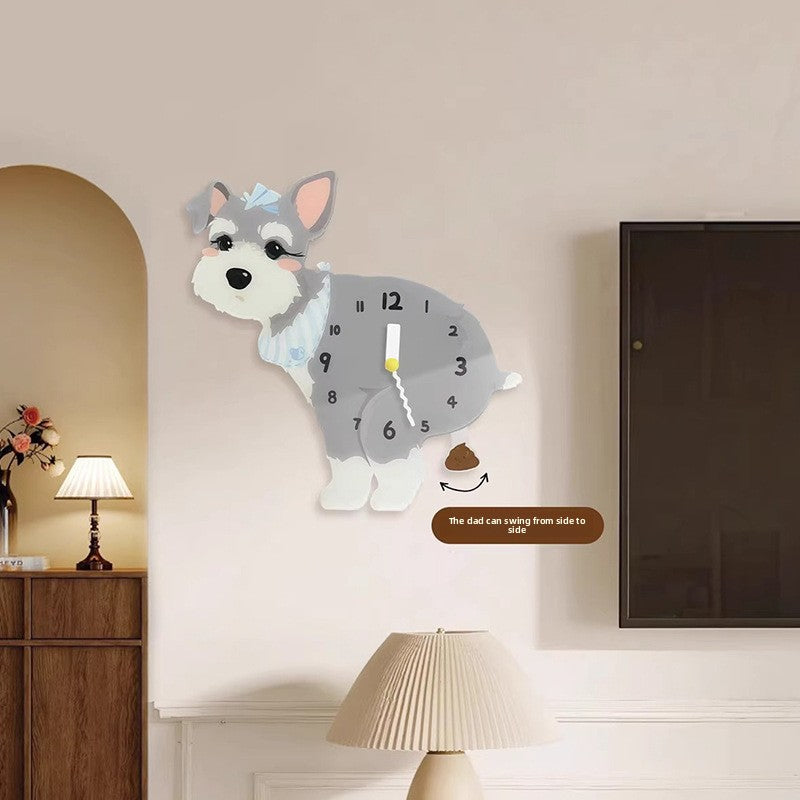 Pet Themed Silent Wall Clock with Moving Decoration