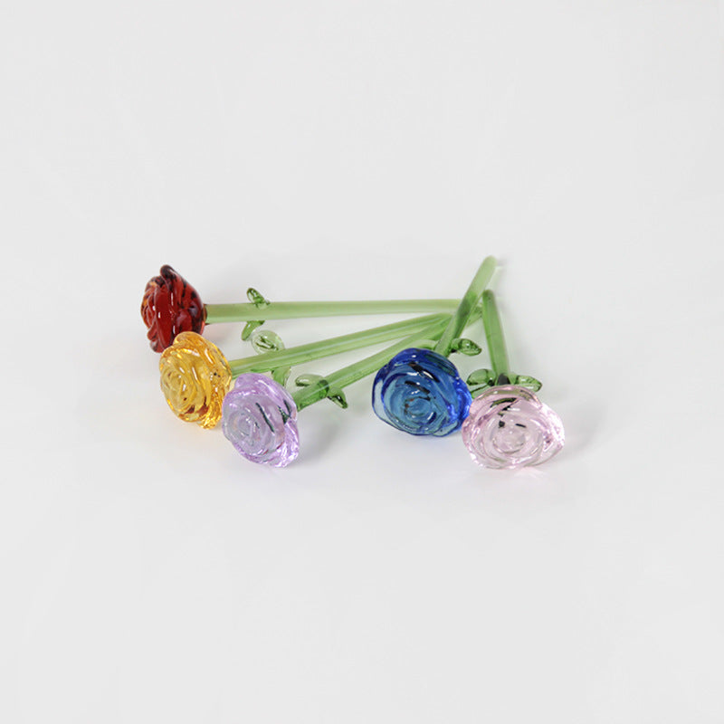 Glazed Glass Rose Bouquet Desktop Decoration