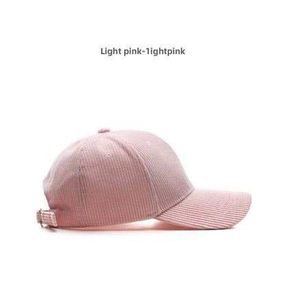 Autumn and Winter Women's Corduroy Emis Style Baseball Cap Japanese Trendy Men's Large Head Circumference Face-Slimming Duckbill Cap