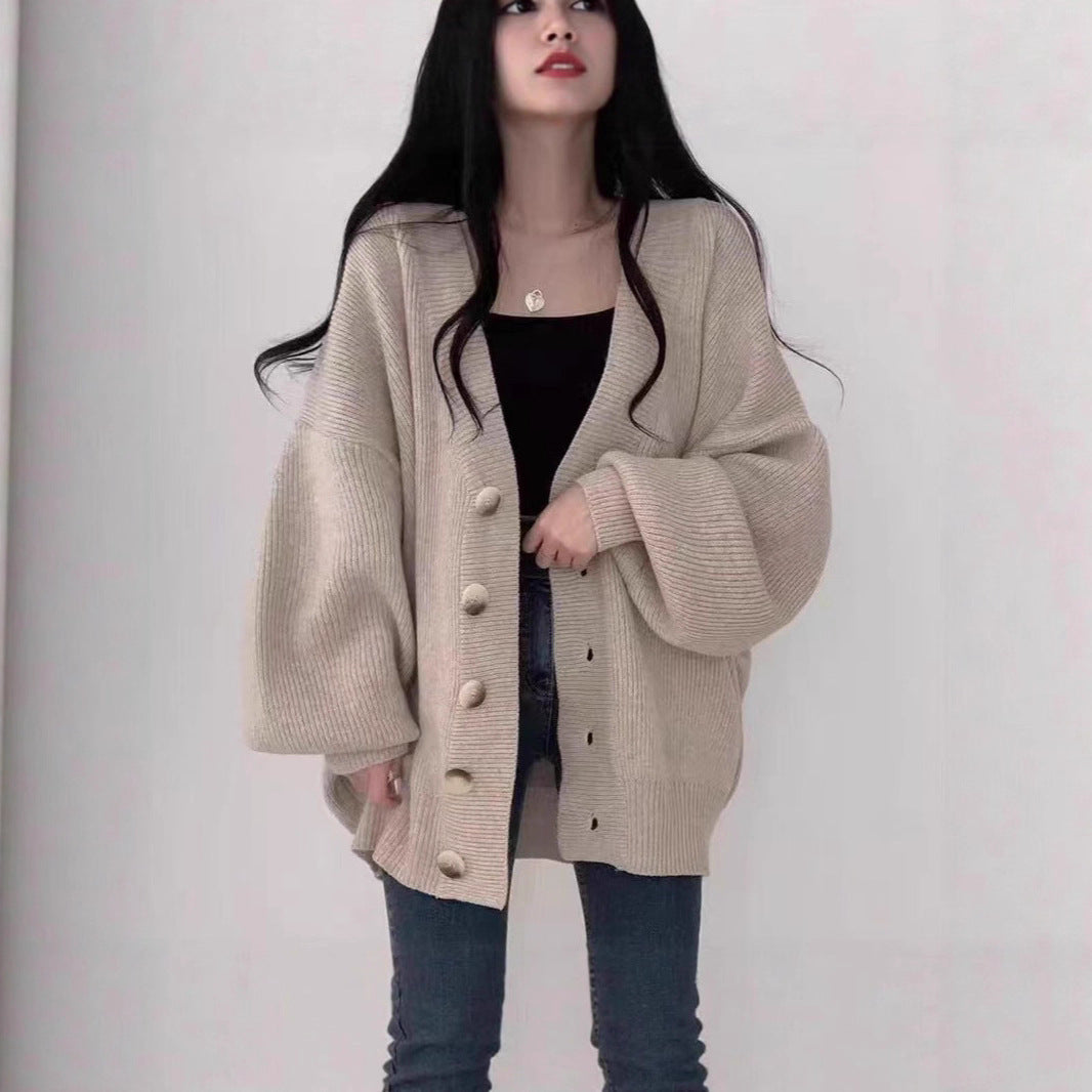 Knitted Cardigan Jacket V-Neck Sweater for Women