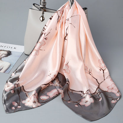 Retro Cashew Pattern Silk Scarf, Large Square Scarf for Women, Stylish and Fashionable for Spring, Autumn, and Winter, Thin Summer Shawl