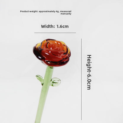 Glazed Glass Rose Bouquet Desktop Decoration