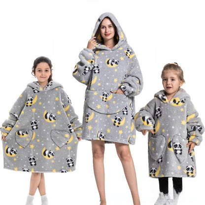 Turtleneck and patch front hooded blanket